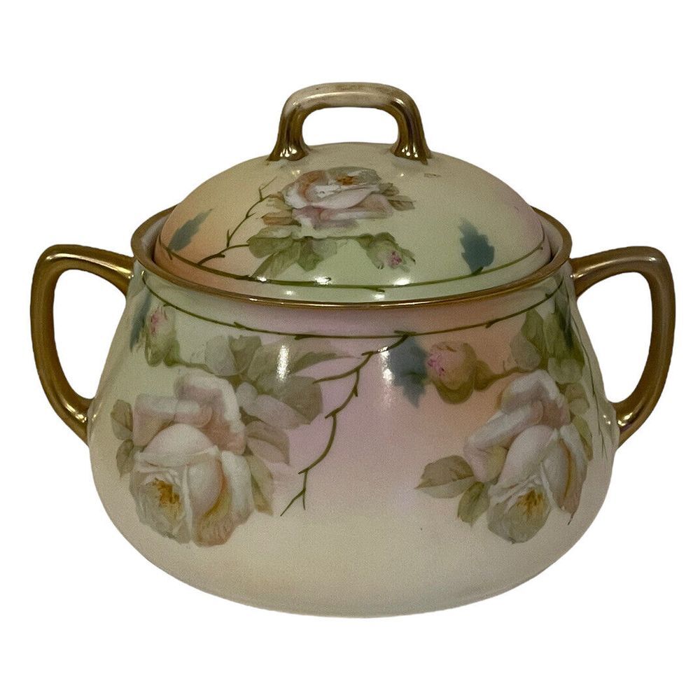 Antique Bavaria Prince Regent Germany‎ LDBCo Hand Painted Covered Serving Bowl